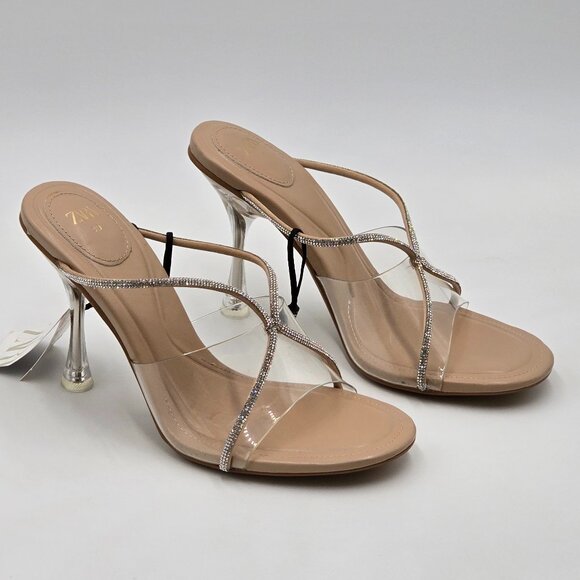 Zara Rhinestone Translucent Heels - NWT - Picture 3 of 17